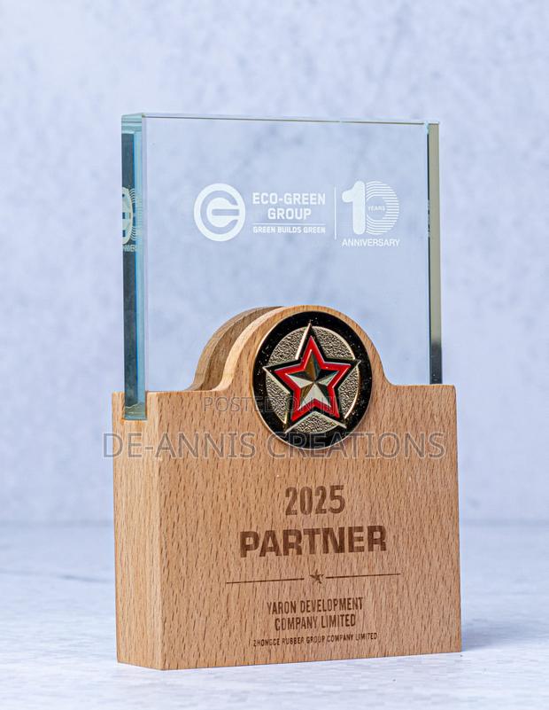 Wooden and Glass Award With Emblem - thumbnail 2