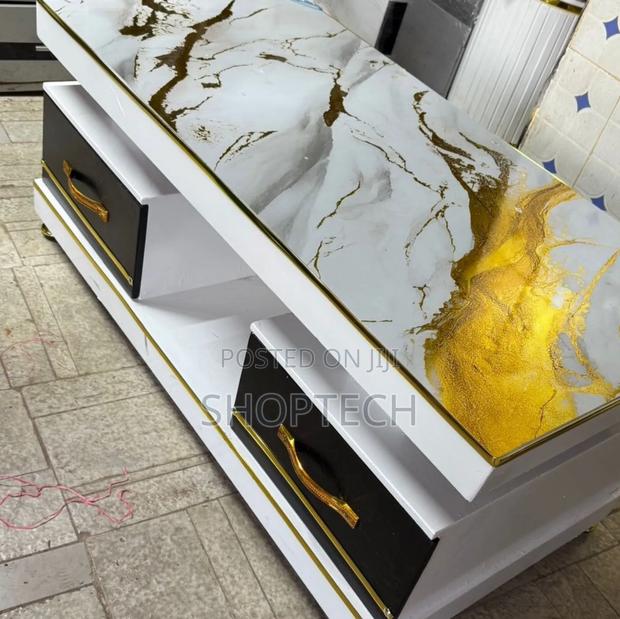 Executive White Coffee Table With Marble Topping - thumbnail 2