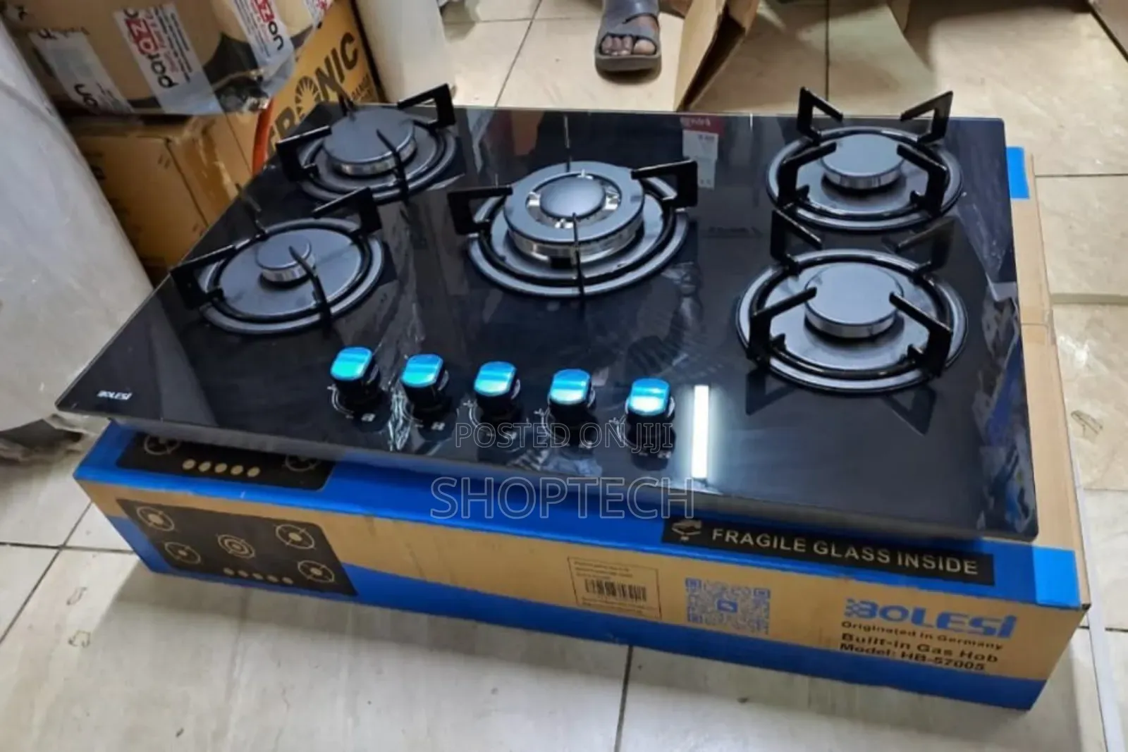 Bolesi Inbuilt 5 Burner Full Gas Tampared Glass Cooker