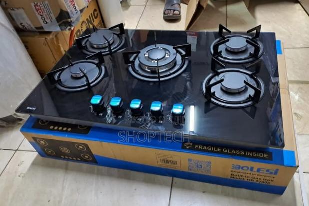 Bolesi Inbuilt 5 Burner Full Gas Tampared Glass Cooker