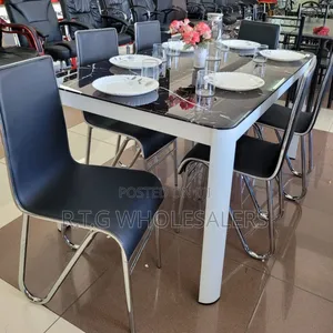 Luxury 6 Seater Marble Glass Dining Set