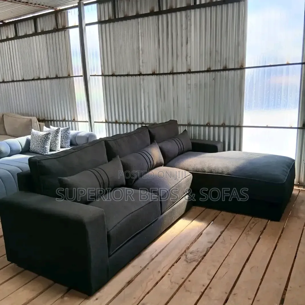 Black L Shape Sofa (5 Seater)