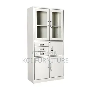 Office Cabinet; Metallic Executive Grey Cabinet With Safe and 2 Doors