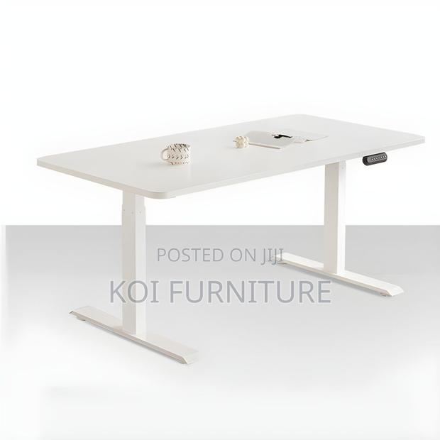Office Table; 1400mm White Adjustable Electric Standing Table - thumbnail 6