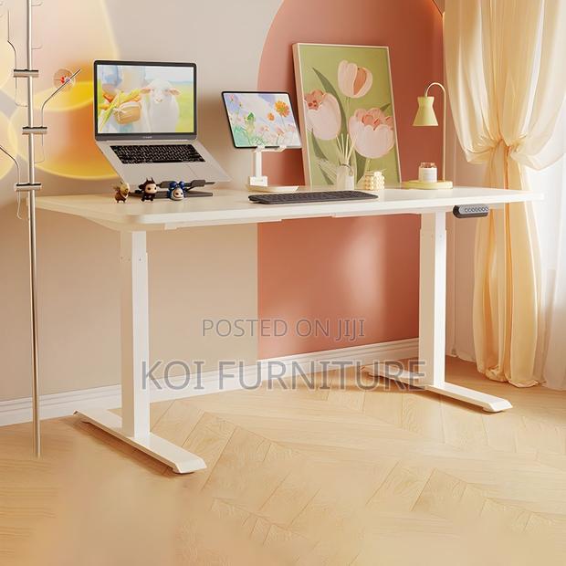 Office Table; 1400mm White Adjustable Electric Standing Table - thumbnail 10