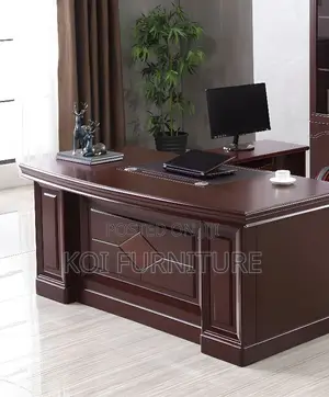 Office Desk; 1.4 Meters Mahogany Executive L Shaped Office Desk
