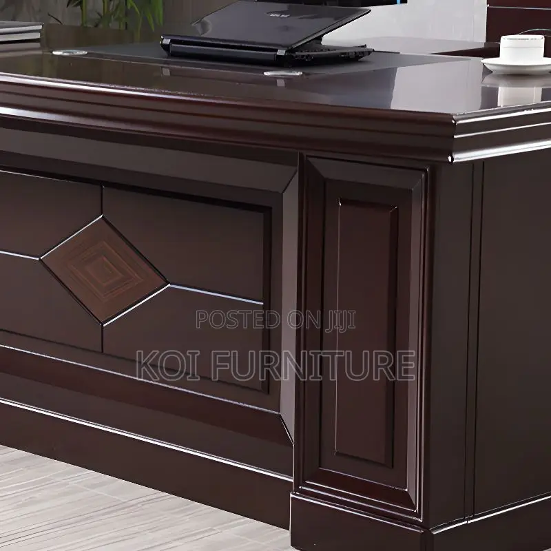 Office Desk; 1.4 Meters Mahogany Executive L Shaped Office Desk