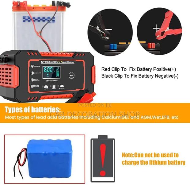 Car Battery Intelligent Pulse Repair LCD Display 12/24v Repair Charger