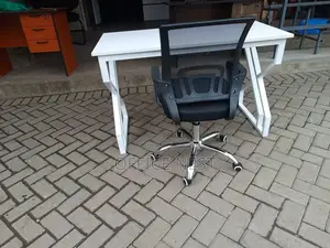 Metallic Office Table With Mesh Chair
