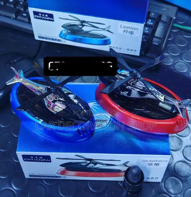Solar Helicopter Rotating Air Freshener in Red, Blue, Black+Fragnance