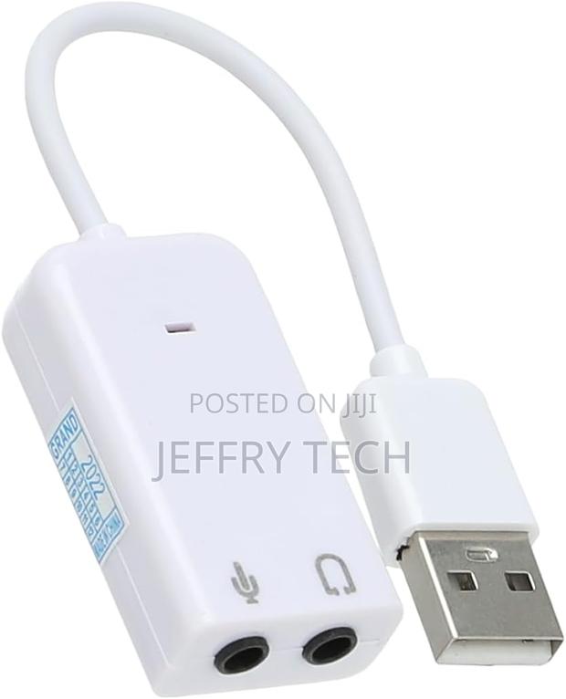 7.1 Channel Usb External Sound Card Audio Adapter With Mic (White)