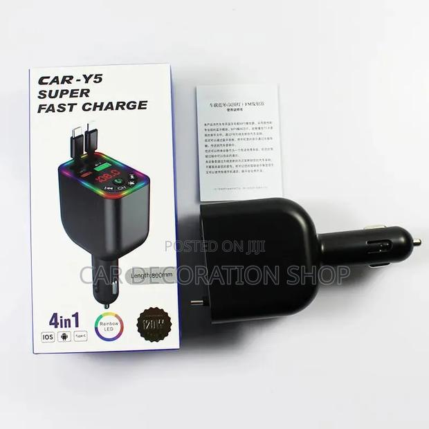 Car Super Fast Charging,Mp3 Player, With Retractable Typeclc+iPhone