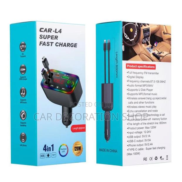 Retractable Charger, Bluetooth Transmitter Adapter Fast Charger