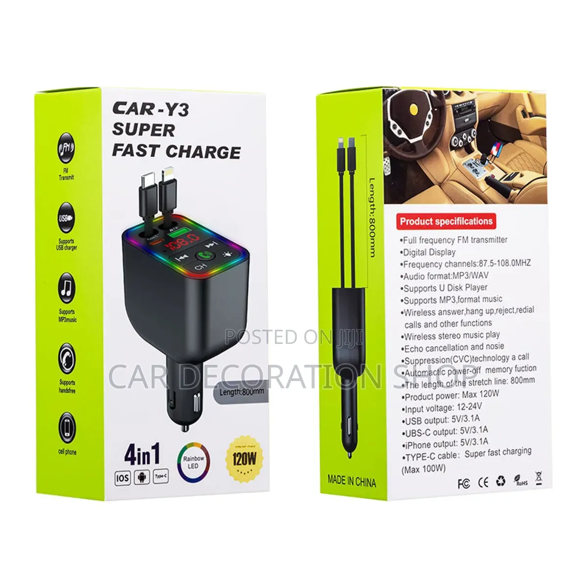 Handsfree Call Wireless Audio Transmitter With Super Fast Charge Cable