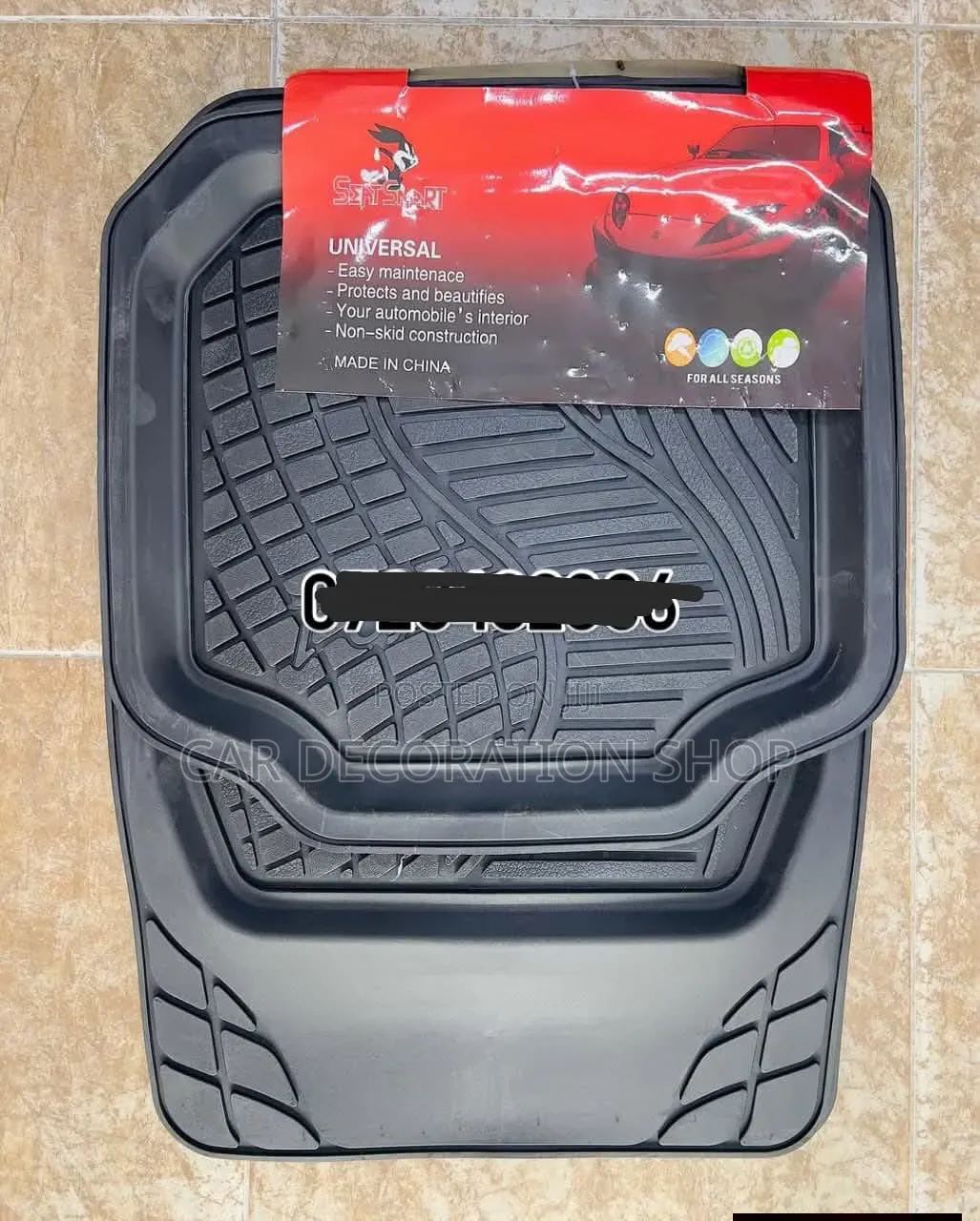 Black 5pc Durable Rubber No1 Waterproof Carpet Mats