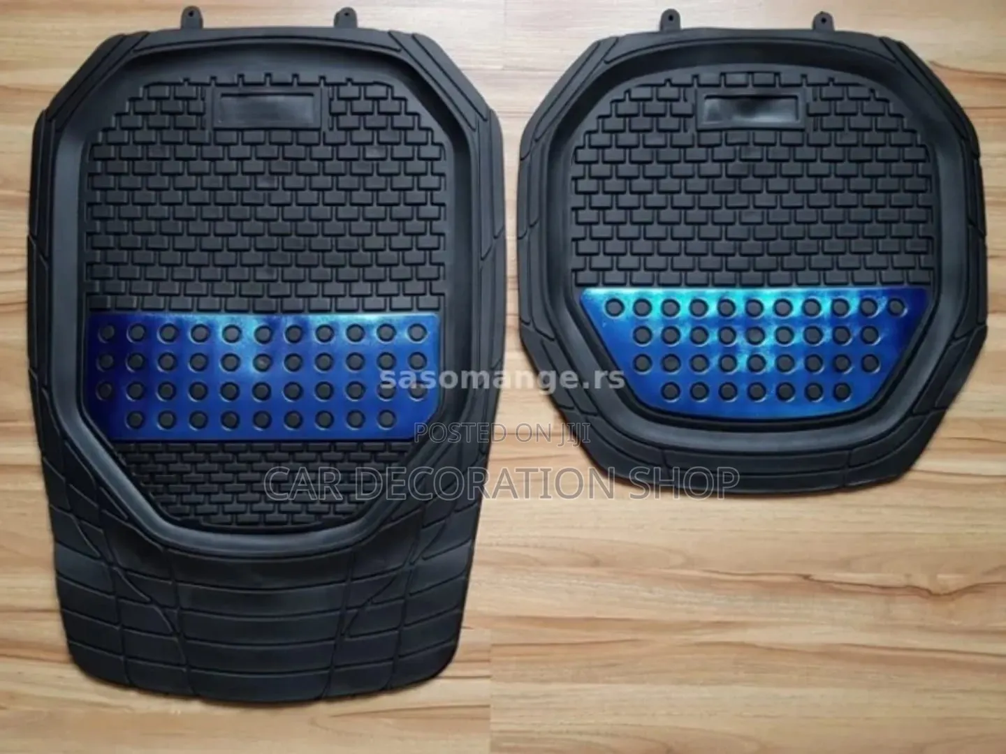 5pc Black Blue Patch Floor Mat