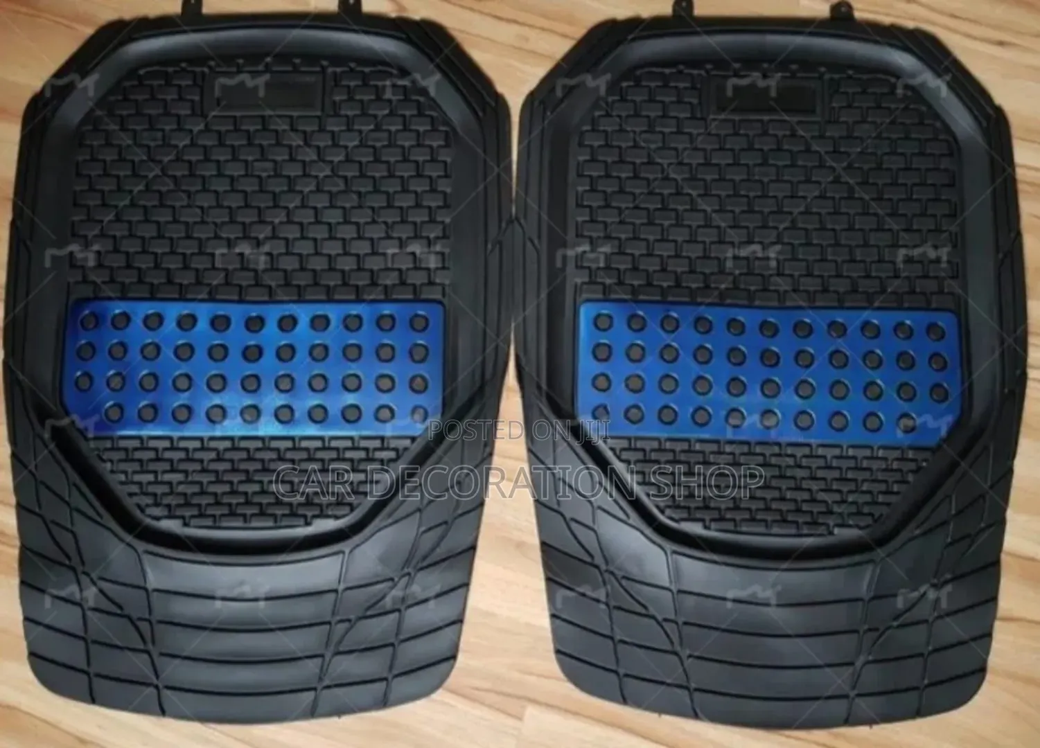Black _Blue Universal Fit 5 Seater Rubber Car Floor Mats