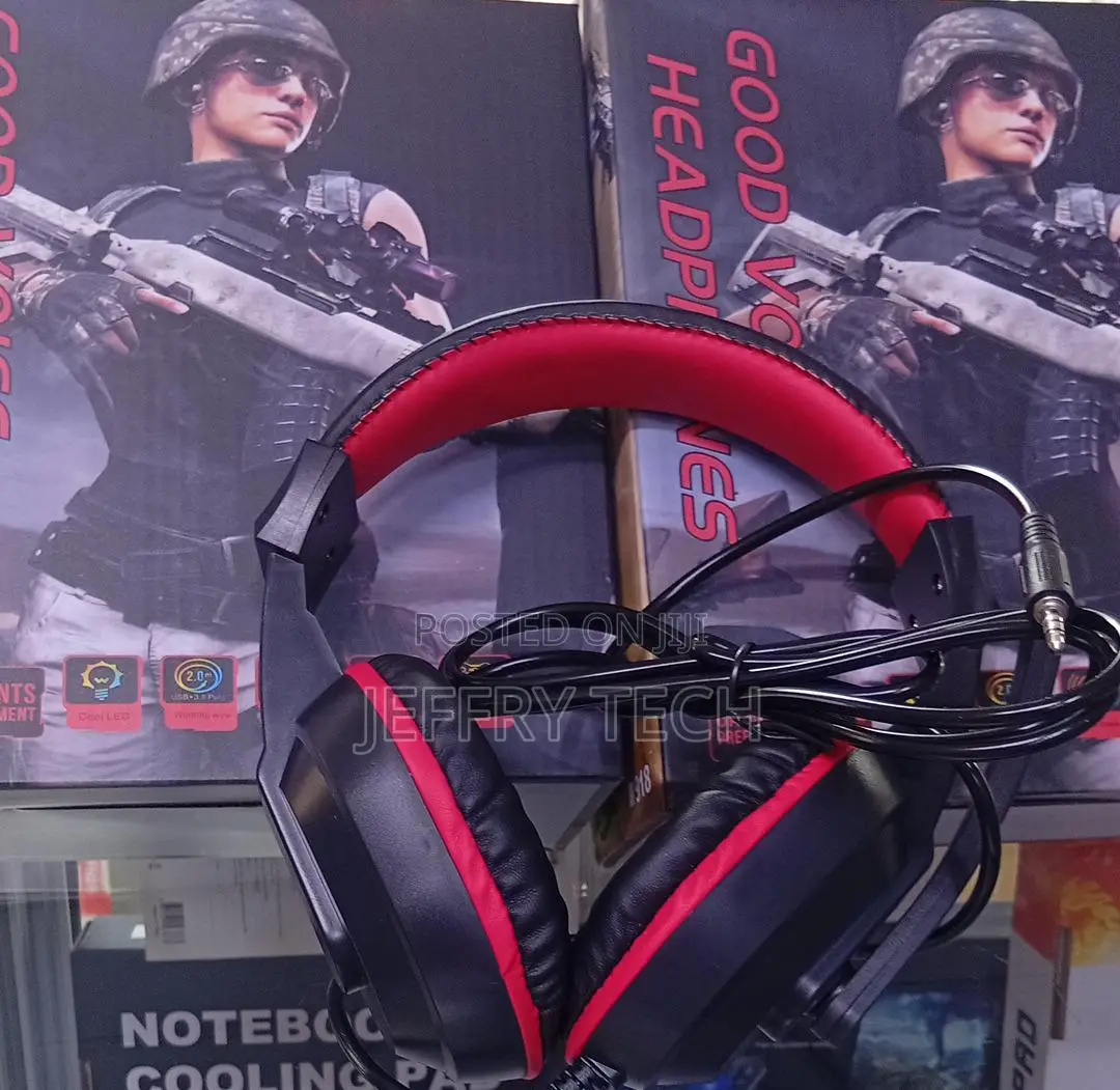 Red Wired Gaming Headset, Similar In Design To The Misde A3 Model.