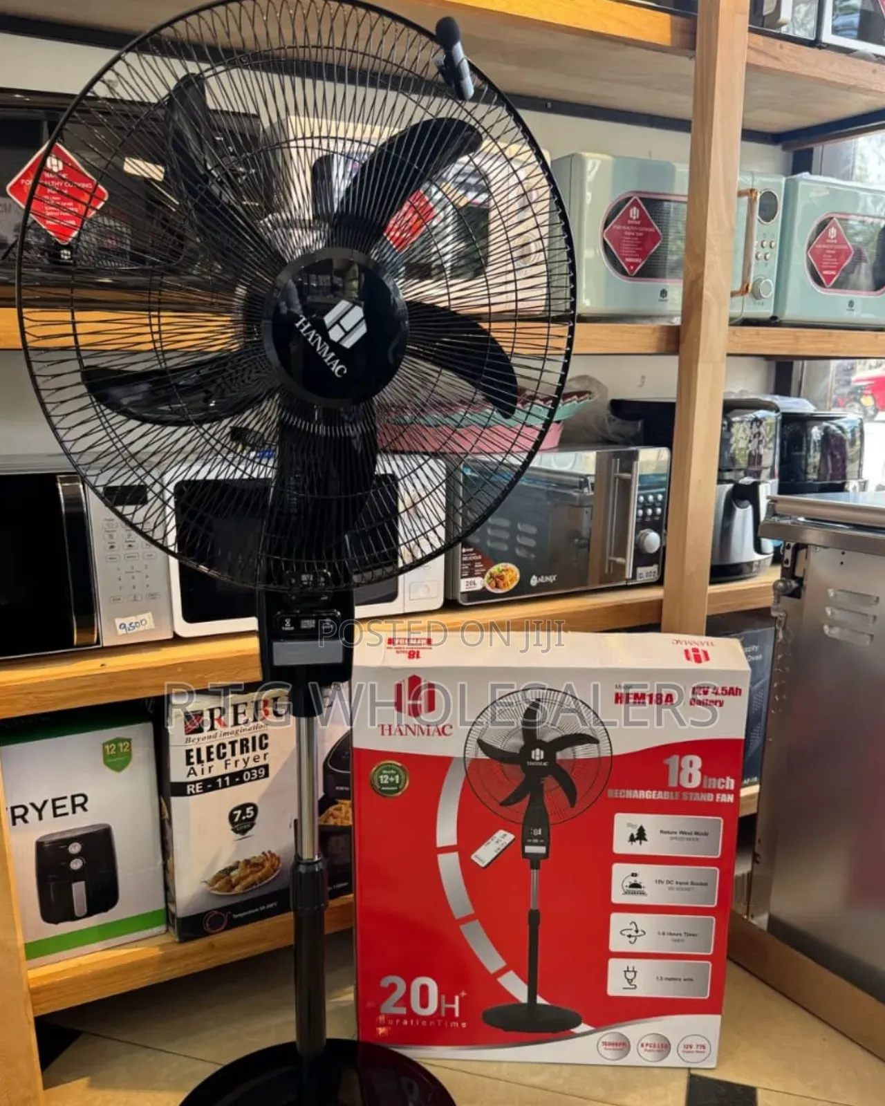 18'' Hanmac Rechargeable Stand Fan With Battery Backup