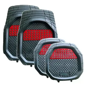 5pc Black _Red Perfect Fit Mats for 5 Seaters