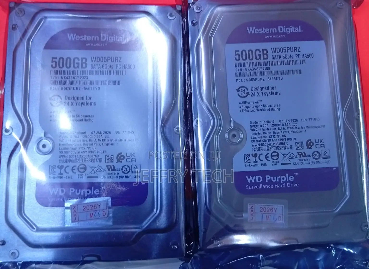 Western Digital Purple 500gb Surveillance Hard Drives (Model: Wd05pur