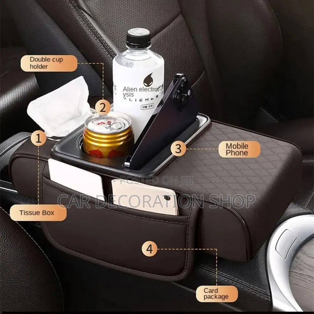 Car Armrest Top Cover Extender With Elastic Straps Hook Loop Fasteners