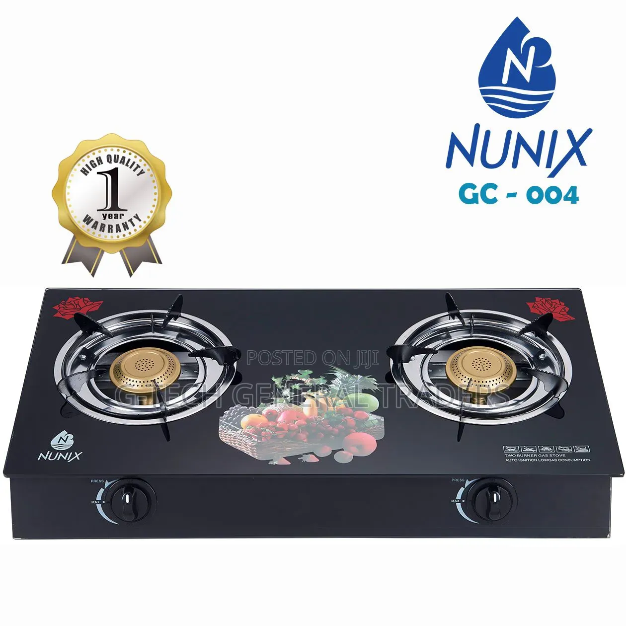 Nunix 2burner Auto Ignition Glass Top Gc-004(1 Year Warranty)