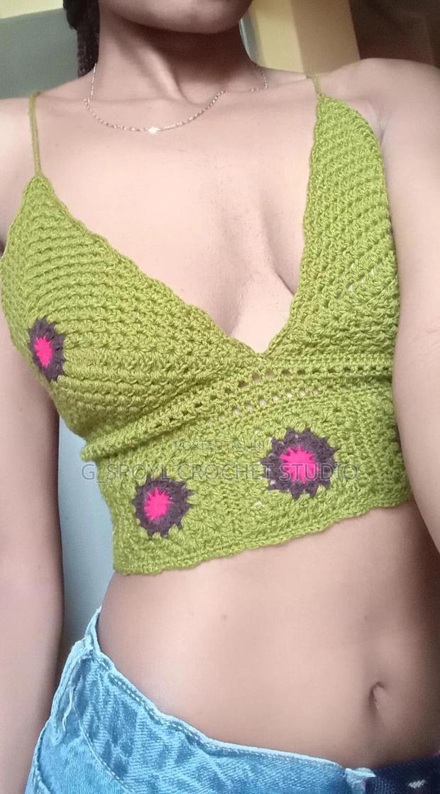 Green Flowery Crochet Top