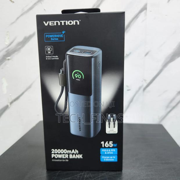 Vention 20000mah Power Bank (Usb-C + Usb-C/Usb-C/Usb-A) 165w Gray