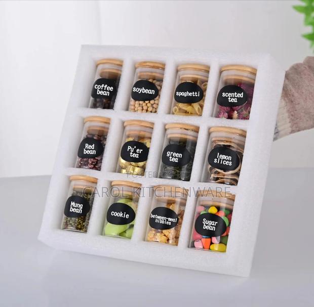12 PCS Glass Spice Jar With Bamboo Lid - thumbnail 2