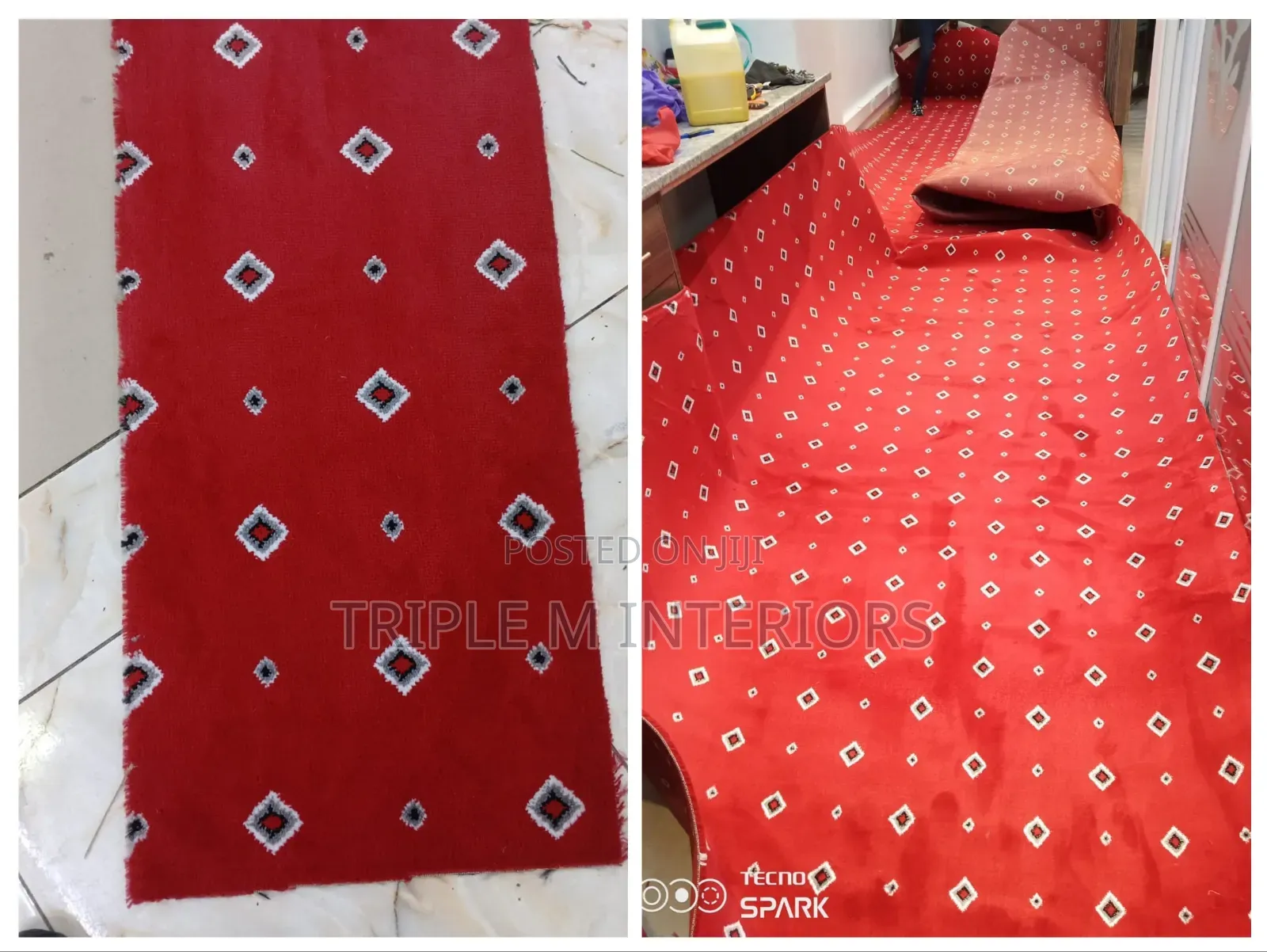 Timeless Red Dotted Carpet With Tufted Texture