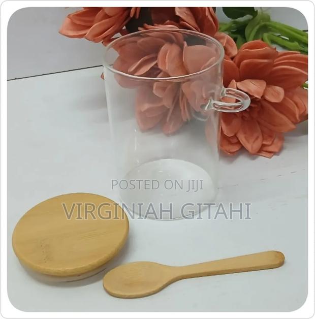 Glass Storage Jar With Bamboo Lid Spoon