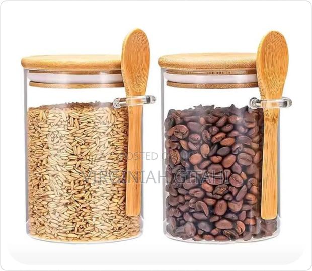 Glass Storage Jar With Bamboo Lid Spoon - thumbnail 2