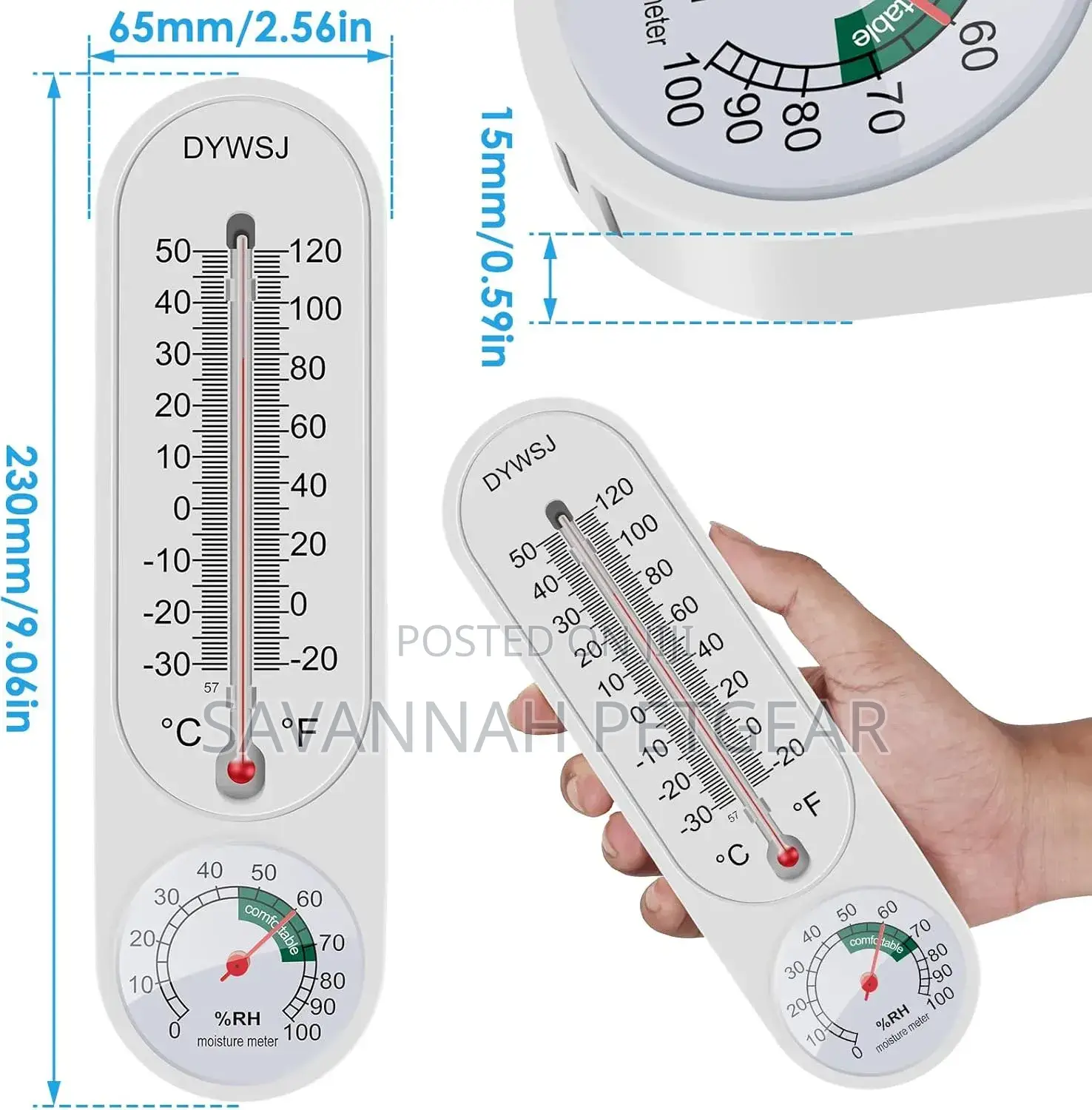Indoor Outdoor Thermometer Wall Humidity Meter Vertical and Hygrometer
