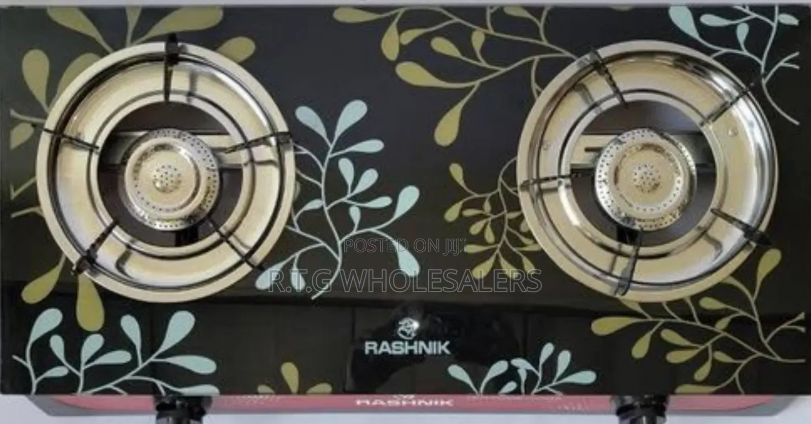 Rashnik 2 Burner Glass Gas Stove Auto Ignition