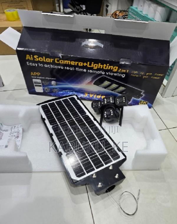 450watts Ai Solar Powered 4g Triple Lens PTZ Camera Floodlight