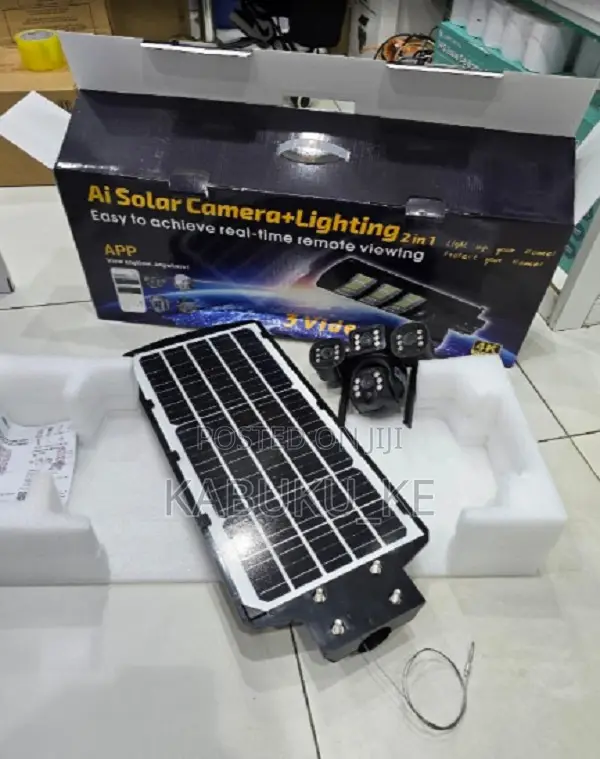 450watts Ai Solar Powered 4g Triple Lens PTZ Camera Floodlight