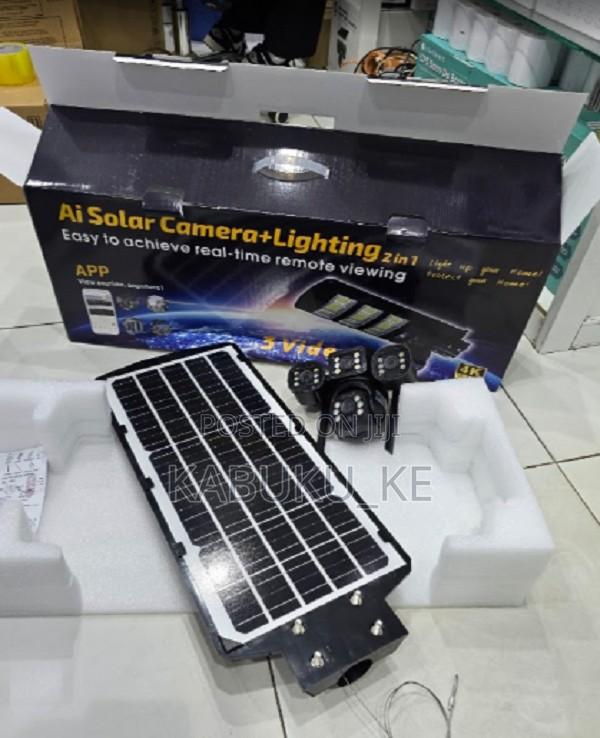 Solar Street Light With Triple Lens 4g Simcard Solar CCTV Camera