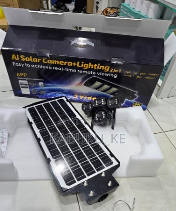 3lens Solar PTZ Flood Light Camera 4g V380 450w Outdoor Security Camer