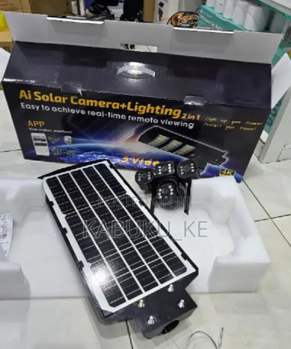 3lens Solar PTZ Flood Light Camera 4g V380 450w Outdoor Security Camer