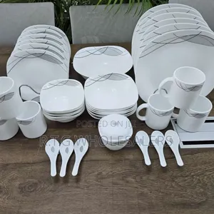 Luxury 39-Piece Square Opal Glass Dinnerware Set
