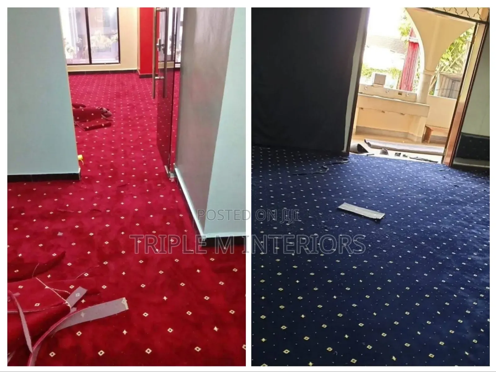Thick Executive Dotted Red Navy Wall to Wall Carpet | Cozy Feel