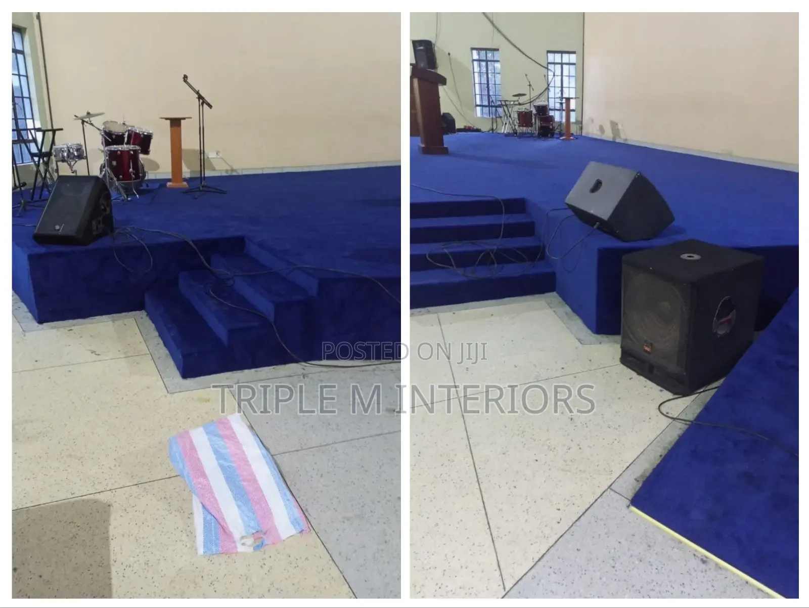 Modern Sacred Interior With Blue Delta Wall Carpet