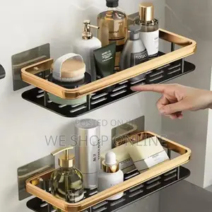 2 PCS Aluminum Alloy Rectangular Shelf (Black Gold