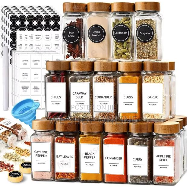 29 PCS Set Glass Storage Jars With Bamboo Lid . - thumbnail 5