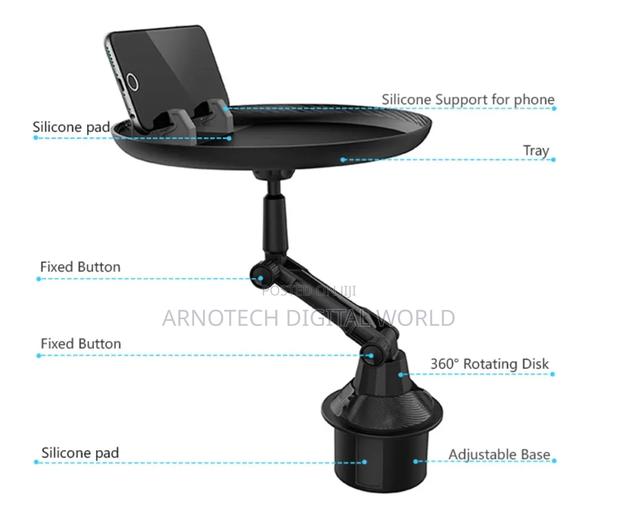 Universal 360° Swivel Car Cup Holder Tray Table. - thumbnail 3