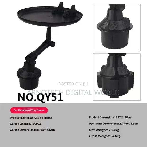 Universal 360° Swivel Car Cup Holder Tray Table. - thumbnail 4