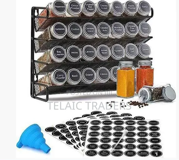 4 Layer Rack With 28pcs Bottles With Labels and White Pen