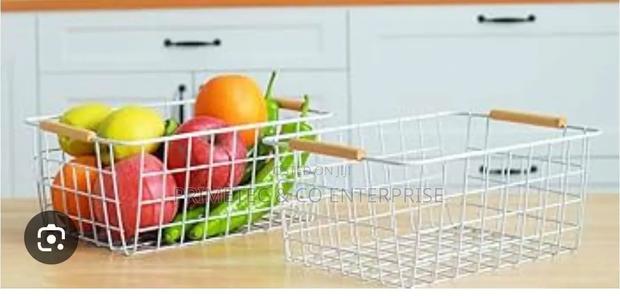Multipurpose Classy Metallic Mesh Basket Wooden Handle - thumbnail 2