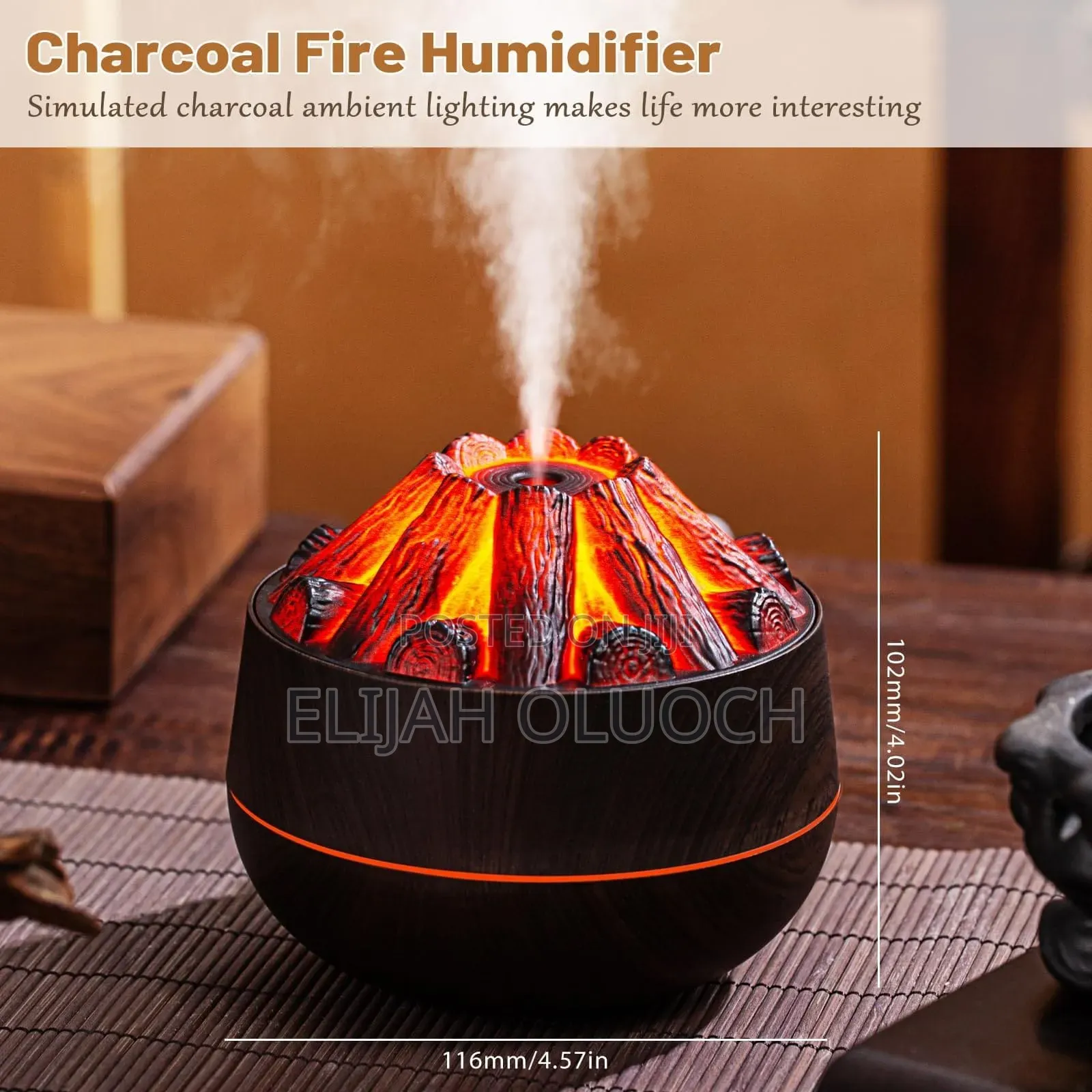Charcoal Fire Humidifier 2.2w 300ml Tank 30-50ml/H Spray Now Available